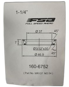 FSA 1-1/4" Headset Bearing |37*46.9*H7|45°x 45°|ACB MR137